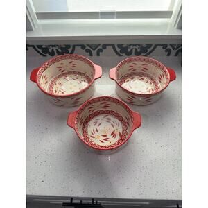 Set of 3 Temptations Tara Old World Orange Round 1.5, 2 and 2.5 Quart Casserole